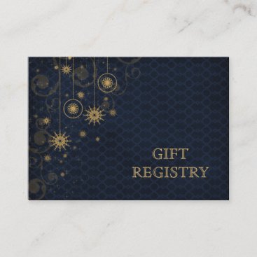 blue gold Snowflakes wedding gift registry Enclosure Card