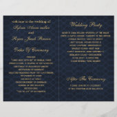 blue gold Snowflakes wedding programs folded (Back)