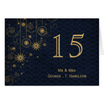 blue gold Snowflakes wedding table numbers