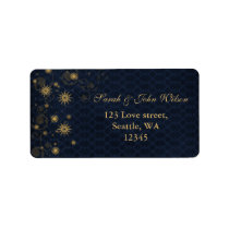 blue gold Snowflakes Winter address label
