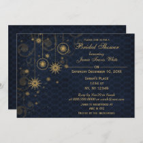 blue gold Snowflakes Winter Bridal Shower Invite