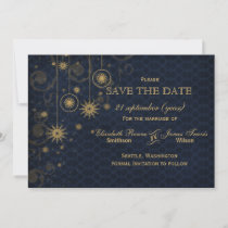 blue gold Snowflakes Winter  save the date