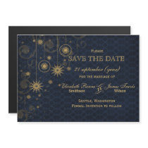 blue gold Snowflakes Winter save the date Magnetic Invitation