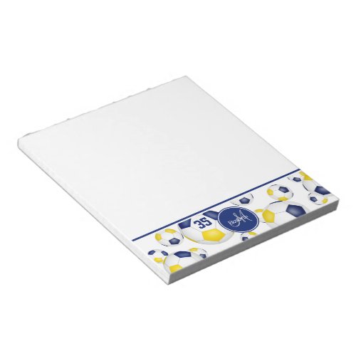 blue gold soccer balls accent athlete gifts notepad