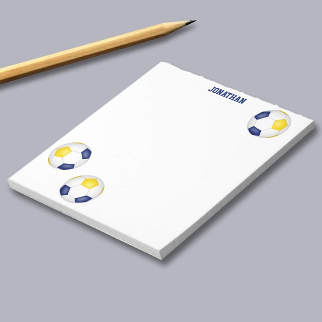 blue gold soccer balls accent personalized  notepad (Creator Uploaded)