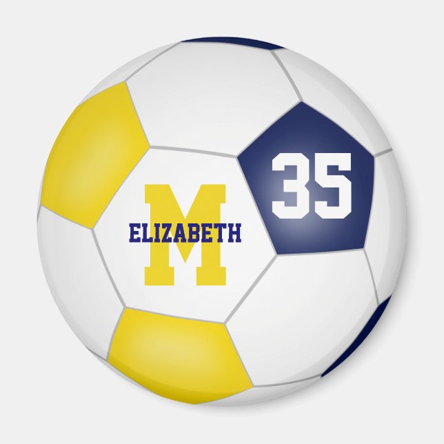 blue gold soccer team colors magnet (Front)