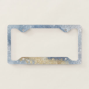 Blue Gold Sparkle License Plate Frame
