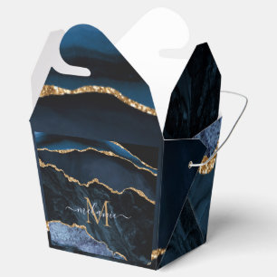 Blue Gold Sparkly Favor Boxes Personalized Gift