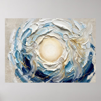 Blue Gold Spiritual Light Portal Abstract Poster