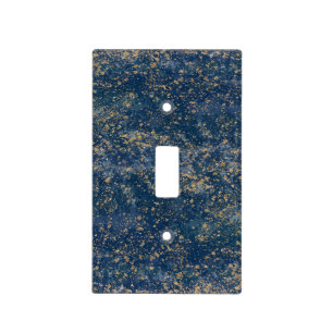 Blue & Gold Splatter Glam Modern Light Switch Cover