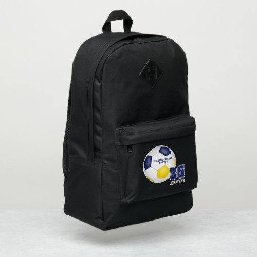 blue gold sports team colors girls boys soccer port authority backpack