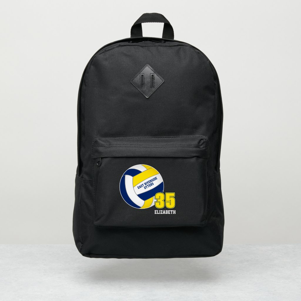 blue gold sports team colors volleyball backpack