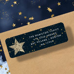 Blue & Gold Star Christmas Address Label<br><div class="desc">These Christmas return address labels are perfect for adding a touch of festive cheer to your holiday mailings! Featuring a stunning dark blue background adorned with sparkling gold stars, these labels are sure to catch the eye of anyone who receives your cards or packages. With the ability to customize them...</div>