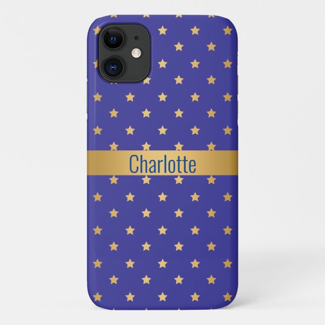 BLUE GOLD STAR IPHONE COVER customizable (Back)