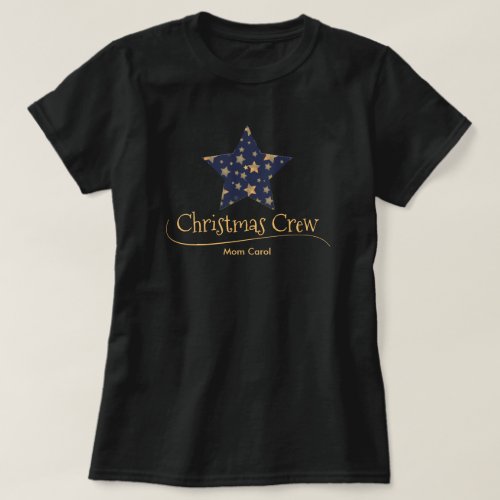 Blue Gold Star Mom Personalized Matching Christmas T_Shirt
