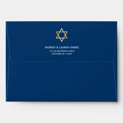 Blue Gold Star of David Return Address A7 Envelope