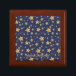 Blue Gold Star Pattern Elegant Vintage Christmas Gift Box<br><div class="desc">Elegant vintage Christmas gift box featuring gold star pattern on blue background. You can personalize the "Merry Christmas" and put your own Christmas inspiration.</div>