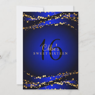 Blue & Gold Stardust | Sweet 16 Invitation