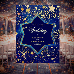Blue gold starry night celestial magical wedding foam board