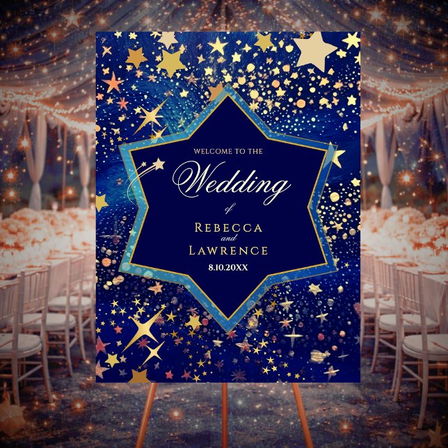 Blue gold starry night celestial magical wedding foam board (Creator Uploaded)