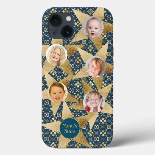 Blue  Gold  Stars  Add Photos Personalized Gift iPhone 13 Case