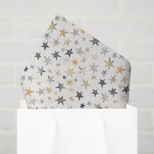 Blue Gold Stars Birthday Tissue Paper