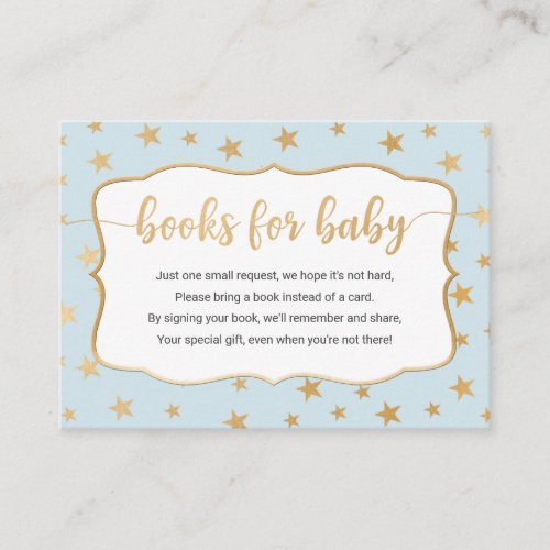 Blue Gold Stars boy book request card