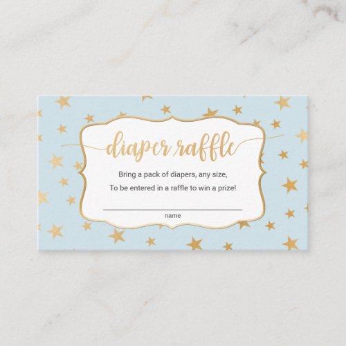 Blue Gold Stars boy diaper raffle card