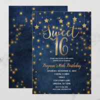 Blue & Gold Stars Celestial Sky Sweet 16 Party