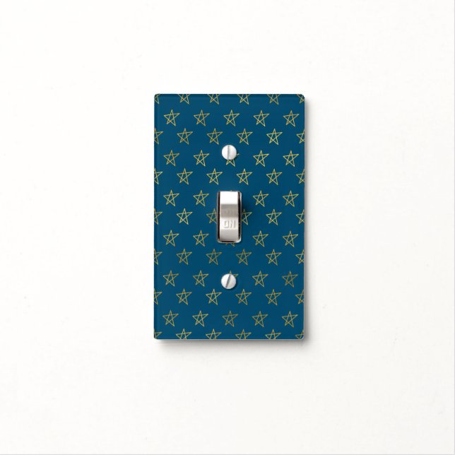 Blue Gold Stars Shine Bright Light Switch Cover (In Situ)
