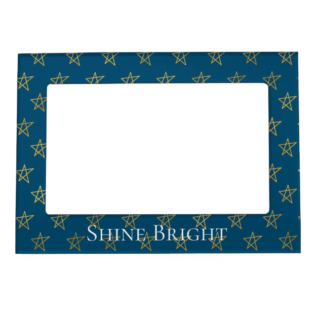 Blue Gold Stars Shine Bright Magnetic Frame (Front)