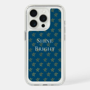 Blue Gold Stars Shine Bright iPhone 15 Pro Case