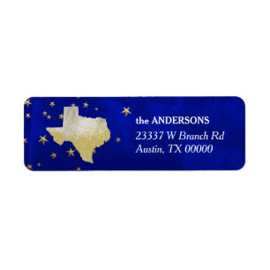 Blue Gold Stars Texas Return Address Label