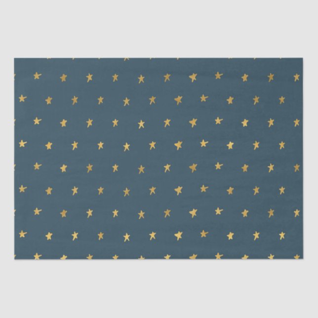 Blue Gold Stars Tissue Paper (Front)