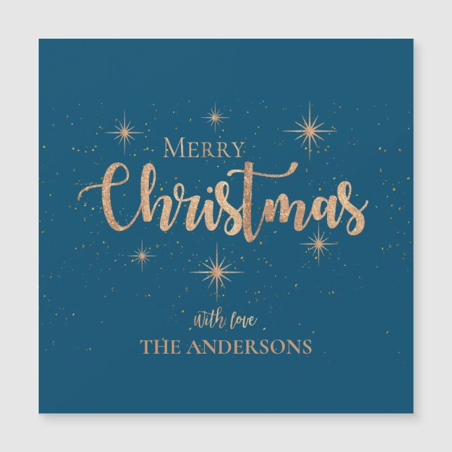 Blue Gold Stars Typography Name Merry Christmas (Front)