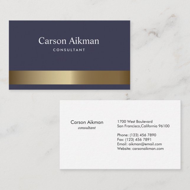 Blue Gold Striped Business Card (Front/Back)