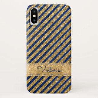 Blue, Gold Striped Case-Mate iPhone X Case