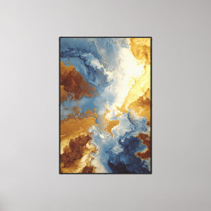 Blue & Gold Swirlscape Abstract Canvas Print