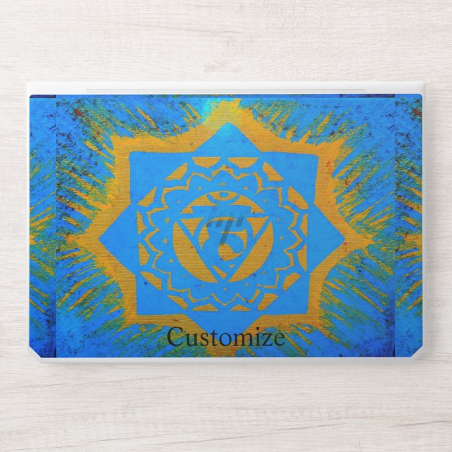 Blue gold tantric symbol Thunder_Cove HP Laptop Skin (Front)