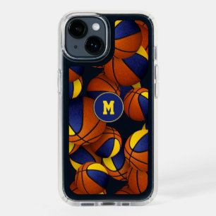 Blue gold team colors basketballs pattern speck iPhone 14 case