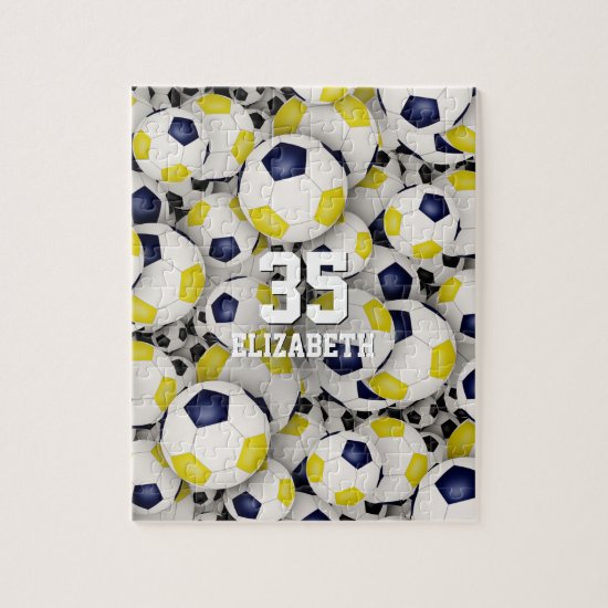 blue gold team colors girls boys soccer jigsaw puzzle