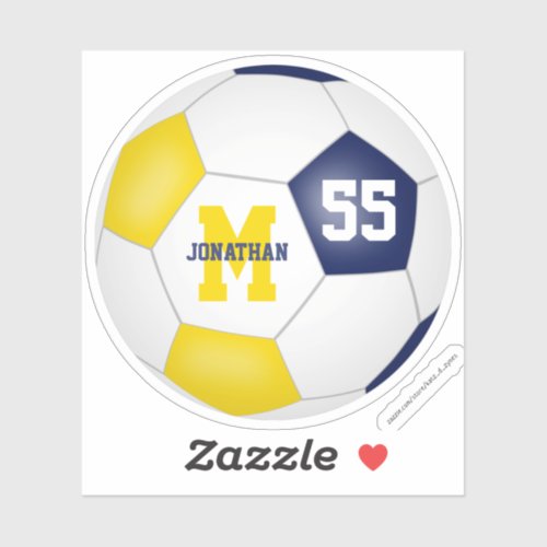 blue gold team colors girls boys soccer sticker