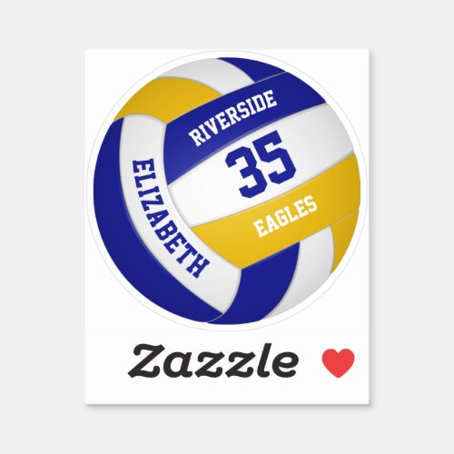 blue gold team colors girls boys volleyball sticker