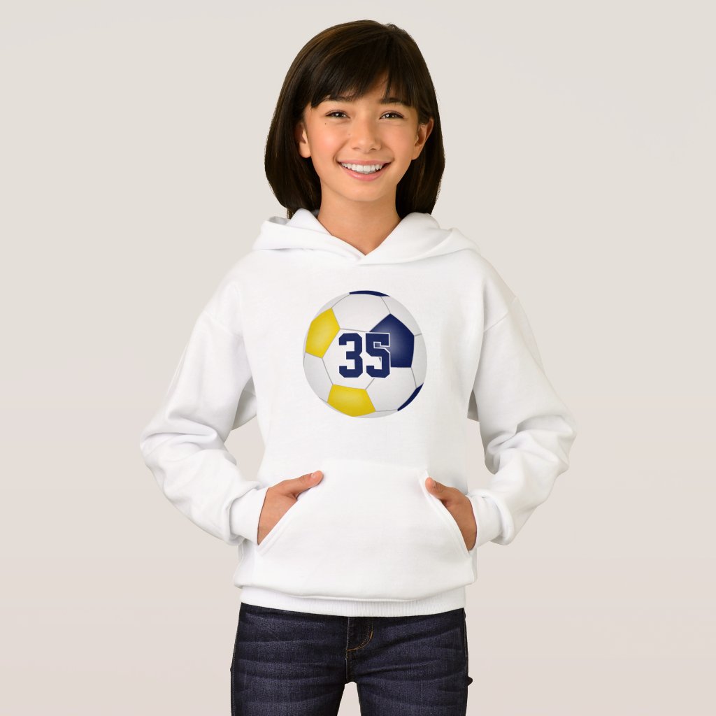 blue gold team colors jersey number soccer hoodie