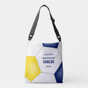 blue gold team colors soccer coach crossbody bag