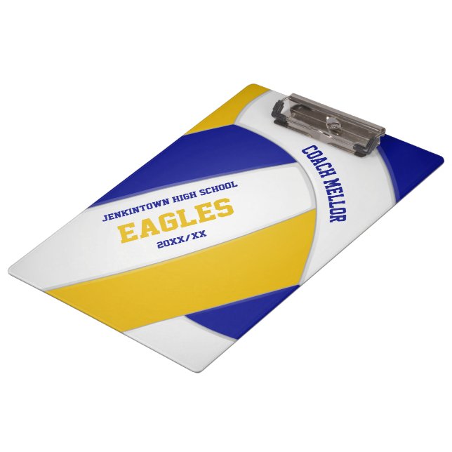 blue gold team colors volleyball coach clipboard (Angled)