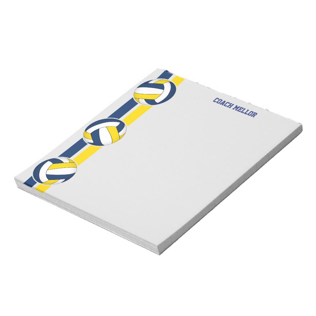 blue gold team colors volleyball coach custom notepad