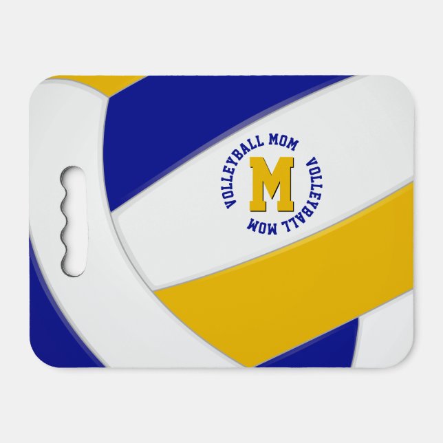 blue gold team colors volleyball mom dad  seat cushion (Front Horizontal)