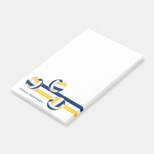 blue gold team colors volleyballs stripes post-it notes