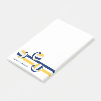 blue gold team colors volleyballs stripes post-it notes
